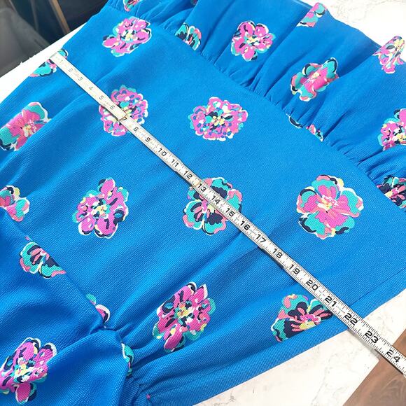 Lilly Pulitzer Sleeveless Blue Pink Floral Blouson Dress Women’s Size Large‎ - Picture 11 of 11